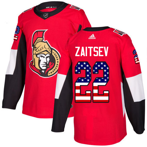 Adidas Ottawa Senators #22 Nikita Zaitsev Red Home Authentic USA Flag Stitched Youth NHL Jersey->youth nhl jersey->Youth Jersey